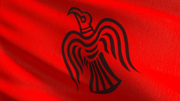 Σκανδιναβική Σημαία Viking Raven Φυσάει Στον Άνεμο Απόδοση Απεικόνιση Του — Φωτογραφία Αρχείου