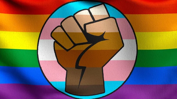 Blm Fist Pride Bandeira Lgbt Gay Soprando Vento Ilustração Renderização — Fotografia de Stock