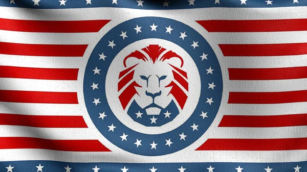 Donald Trump Maga Lion Flag Blowing Wind Rendering Illustration Waving — Stock Photo, Image