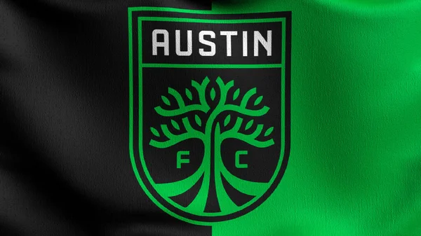 Austin Zászló Fúj Szélben Renderelés Illusztrációja Integető Jel — Stock Fotó