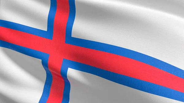 Feröer Szigetek Zászlaja Fúj Szélben Renderelés Illusztrációja Integető Jel — Stock Fotó