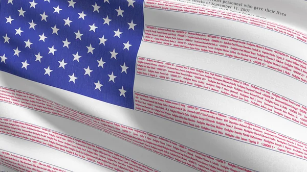 英雄の旗 アメリカ風の中で吹いている 手を振る記号の3Dレンダリングイラスト 独立記念日 — ストック写真