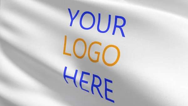 Your Logo Here Flag Blowing Wind Rendering Illustration Waving Sign — Stock Photo, Image