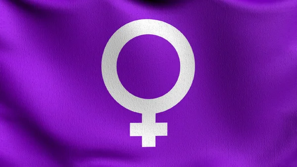 Feministyczna Flaga Wieje Wietrze Ilustracji Renderowania Znaku Machania — Zdjęcie stockowe