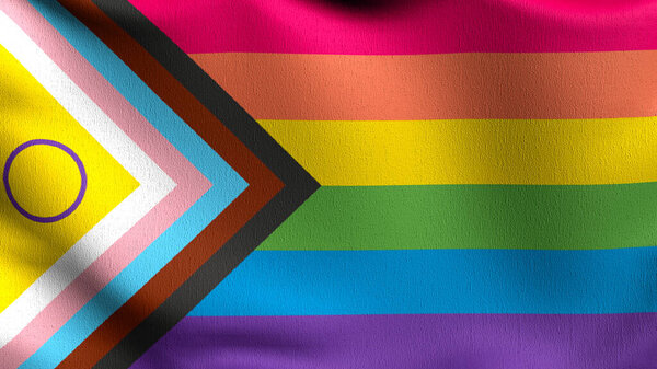 Process Pride Lgbt Flag Blowing Wind Rendering Illustration Waving Sign — Stock Photo, Image