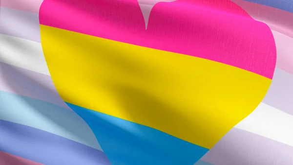 Bandera Del Orgullo Combo Pansexual Mayor Soplando Viento Ilustración Representación —  Fotos de Stock