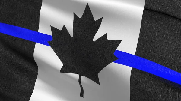 Nce Mavi Hat Kanada Bayrağı Rüzgarda Siyah Dalgalanma Sallama Işaretinin — Stok fotoğraf