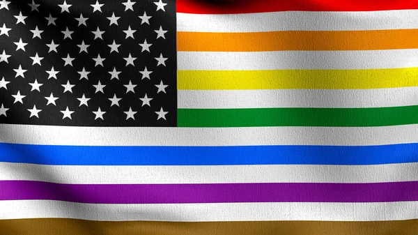Bandeira Arco Íris Orgulho Lgbt Bandeira Nacional Dos Estados Unidos — Fotografia de Stock