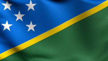 Solomon Adaları bayrağı rüzgarda dalgalanıyor. El sallama işaretinin 3 boyutlu canlandırması