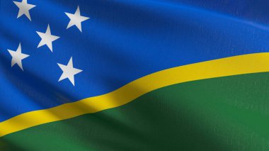 Solomon Adaları bayrağı rüzgarda dalgalanıyor. El sallama işaretinin 3 boyutlu canlandırması