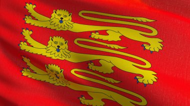 Kral Richard bayrağı rüzgarda dalgalanıyor. El sallama işaretinin 3 boyutlu canlandırması
