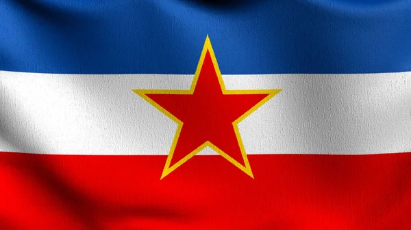 Sfr Jugoslavia Bandiera Che Soffia Nel Vento Illustrazione Rendering Del — Foto Stock