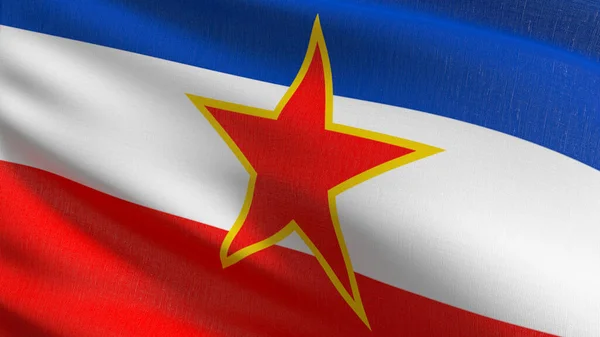 Sfr Jugoslavien Flagga Som Blåser Vinden Rendering Illustration Vinka Tecken — Stockfoto