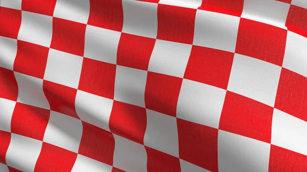 Κόκκινο Και Άσπρο Καρό Σημαία Φυσάει Στον Άνεμο Απεικόνιση Της — Φωτογραφία Αρχείου