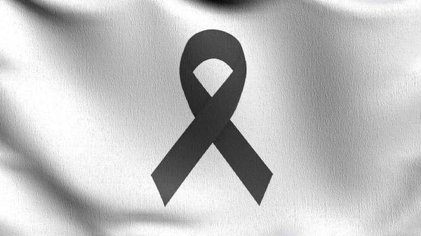 Black Mourning Ribbon Descanse Paz Com Bandeira Soprando Vento Ilustração — Fotografia de Stock