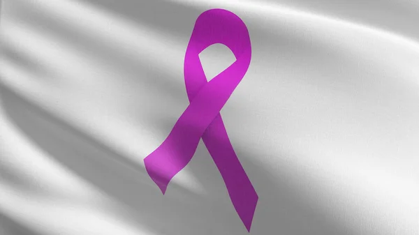 Göğüs Kanseri Farkındalığı Rüzgarda Uçuşan Pembe Kurdele Bayrağı Sallama Işaretinin — Stok fotoğraf