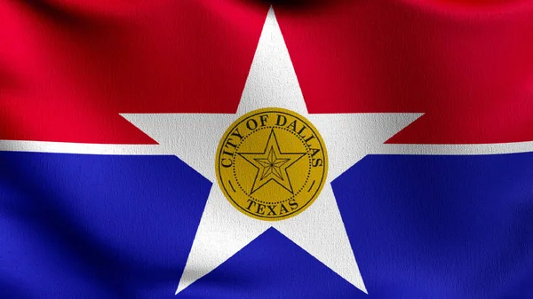 Dallas City Texas Usa Vlag Waait Wind Weergave Illustratie Van — Stockfoto