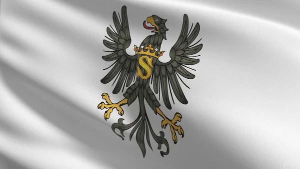 Bandeira Prússia Ducal Soprar Vento Ilustração Renderização Sinal Ondulação — Fotografia de Stock