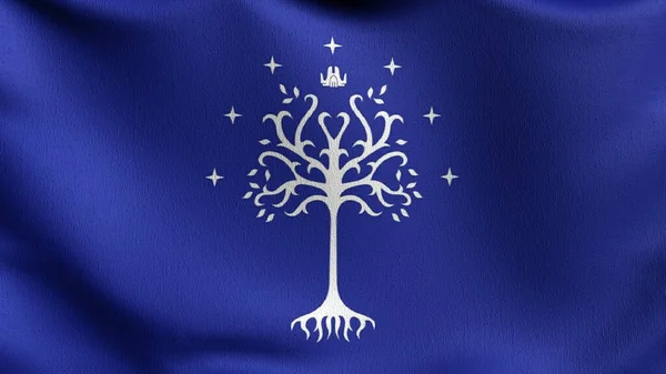 Bandiera Blue Tree Gondor Che Soffia Nel Vento Illustrazione Rendering — Foto Stock