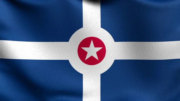 Флаг Индианаполиса Развевается Ветру Рендеринг Изображением Махающего Знака — стоковое фото