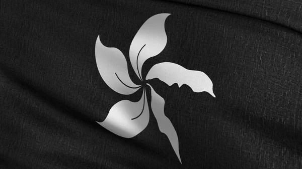Bandeira Nacional Preta Hong Kong Soprar Vento Ilustração Renderização Sinal — Fotografia de Stock