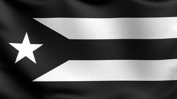 Черно Белый Флаг Пуэрто Рико Дующий Ветру Рендеринг Изображением Махающего — стоковое фото