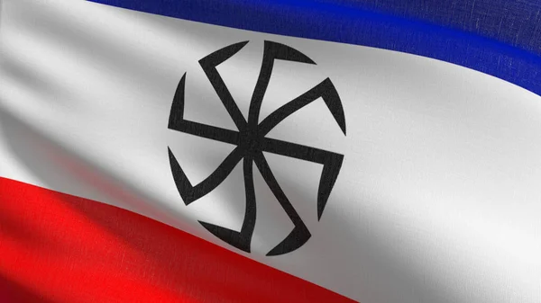 Kolovrat Heilige Slavische Vlag Waait Wind Weergave Illustratie Van Golvend — Stockfoto