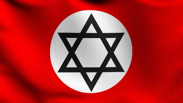 Еврейский Флаг Анархизма Развевается Ветру Рендеринг Изображением Махающего Знака — стоковое фото