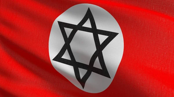 Judisk Anarkism Flagga Blåser Vinden Rendering Illustration Vinka Tecken — Stockfoto