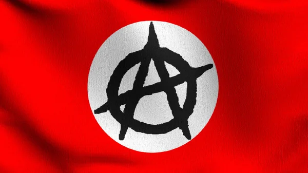 Flaga Anarchii Wieje Wietrze Ilustracji Renderowania Znaku Machania — Zdjęcie stockowe