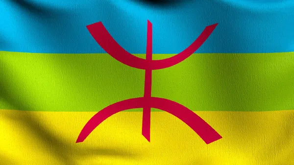 Bandeira Norte África Berbere Soprar Vento Ilustração Renderização Sinal Ondulação — Fotografia de Stock