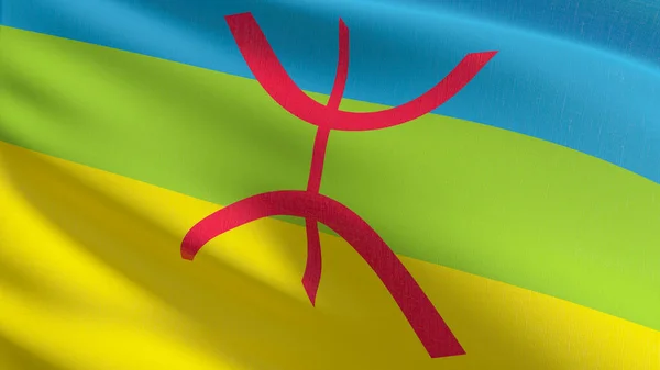 Berberova Severoafrická Vlajka Vlála Větru Vykreslování Ilustrace Vlnění — Stock fotografie