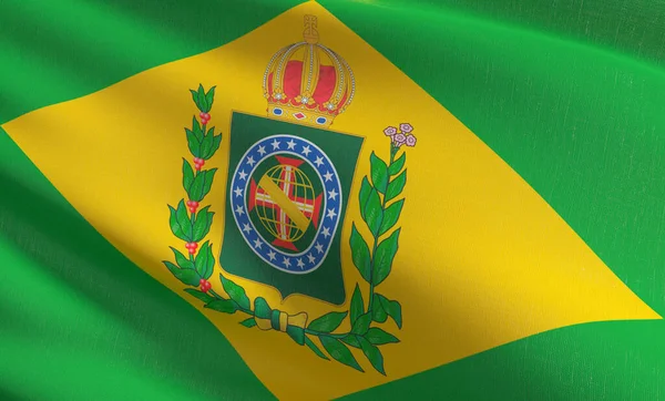 Empire Brasilien Flag Blæser Vinden Gengivelse Illustration Vinke Tegn - Stock-foto