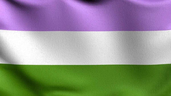 Genderqueer Bandera Lgbt Soplando Viento Ilustración Representación Del Signo Ondulatorio — Foto de Stock