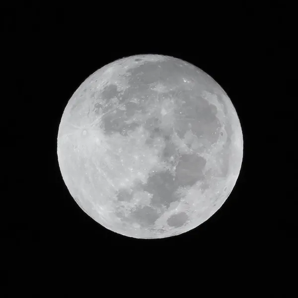 Pleine Lune Luna Nuit Isolée Sur Fond Noir Nature — Photo