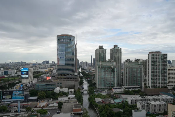 Tayland Başkenti Skyline Havadan Görüntüsü Finansal Bölge Asya Nın Akıllı — Stok fotoğraf