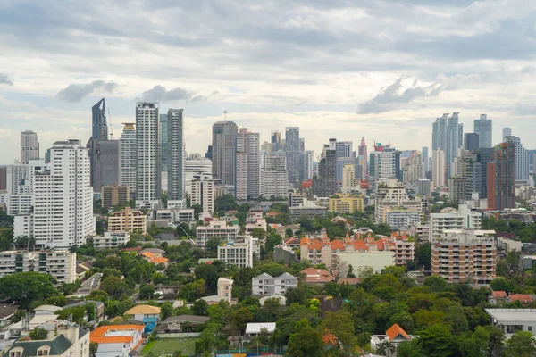 Αεροφωτογραφία Της Μπανγκόκ Downtown Skyline Ταϊλάνδη Οικονομική Περιοχή Και Επιχειρηματικά — Φωτογραφία Αρχείου