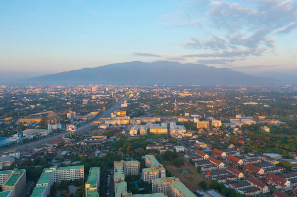Chiang Mai Nin Hava Görüntüsü Skyline Tayland Finansal Bölge Asya — Stok fotoğraf