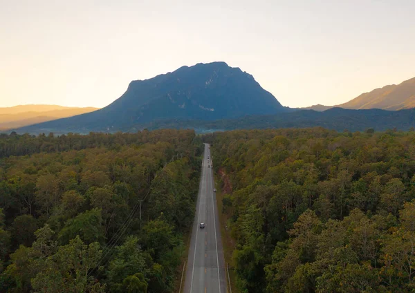 Aerial Top View Empty Road Street Doi Luang Chiang Dao — 图库照片