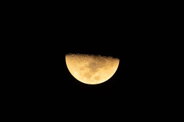 Half Moon Luna Night Isolated Black Background Nature — Photo