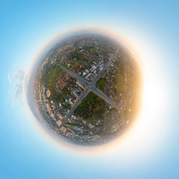 Little Planet 360 Degree Sphere Panorama Aerial View Intersection Junction — стокове фото