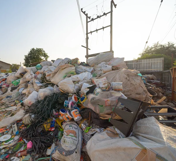 Factory Industry Stack Different Types Large Garbage Dump Plastic Bags — Stock Photo, Image