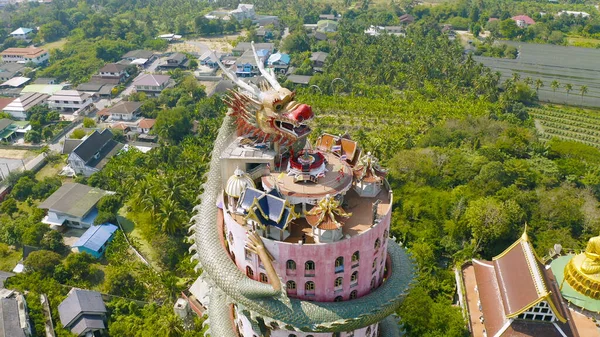 Vue Aérienne Wat Samphran Temple Dragon Chinois Dans District Sam — Photo