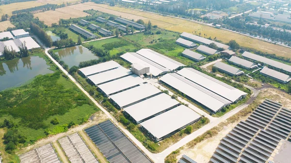 Luchtfoto Bovenaanzicht Van Dak Van Tuin Plant Industrie Boerderij Landbouw — Stockfoto