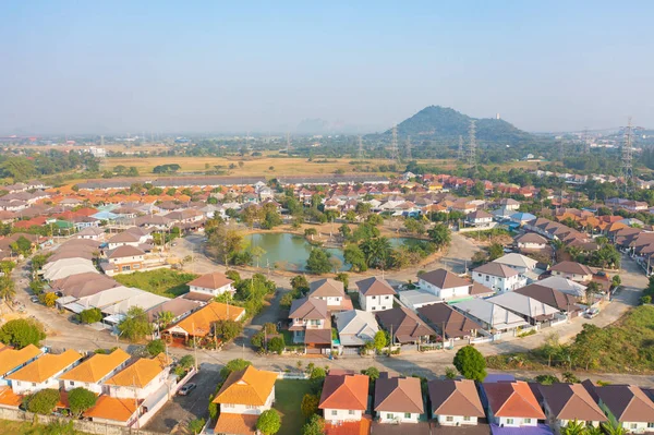 Luftaufnahme Der Wohngegend Stadtentwicklung Von Oben Ansicht Von Oben Immobilien — Stockfoto