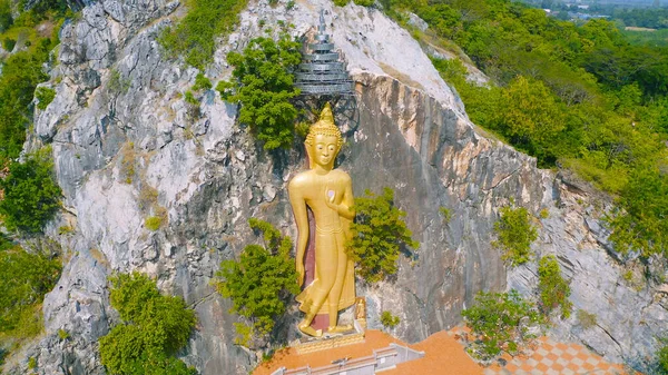 Vue Aérienne Phra Putthachai Tham Rusi Khao Ngu Stupa Pagode — Photo