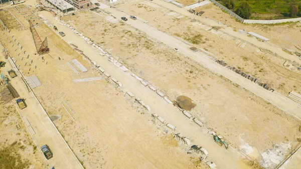 Luftaufnahme Von Trockenen Boden Grobe Risse Land Mit Sand Der — Stockfoto