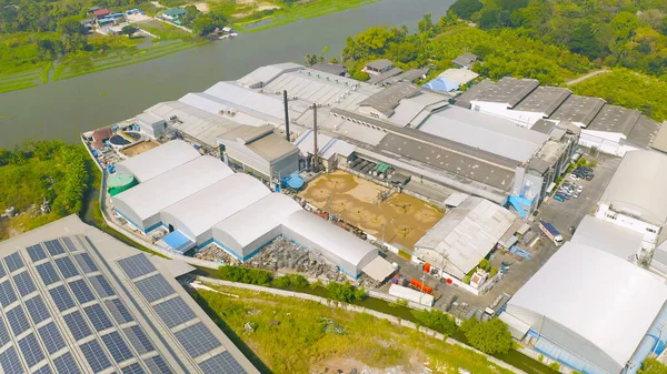 Aerial Top View Factory Industry Electricity Tower Building Energy Transportation — Fotografia de Stock