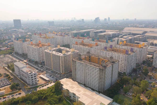 Vista Aérea Apartamento Condomínio Residencial Lotado Bangkok Downtown Skyline Tailândia — Fotografia de Stock