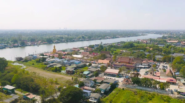 Phasi Charoen Chao Phraya Kanalı Veya Nehri Doğa Ağaçları Nonthaburi — Stok fotoğraf